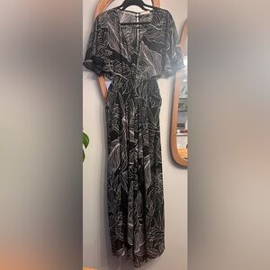 Lovestitch Metallic Gold Black and White Leaf Dress